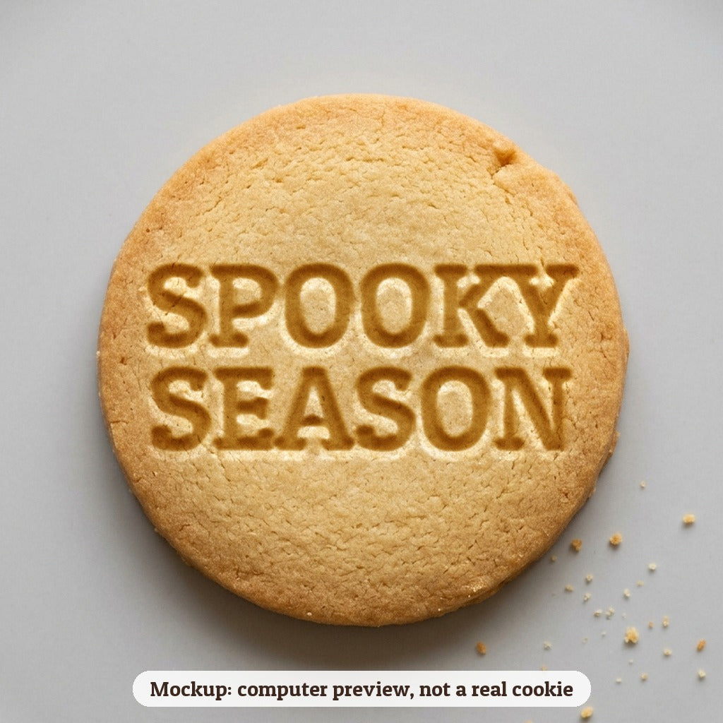 Spooky Season cookie stamp - cookie mockup, a computer preview, not a real cookie