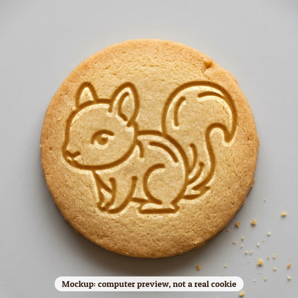 Squirrel cookie stamp - cookie mockup, a computer preview, not a real cookie