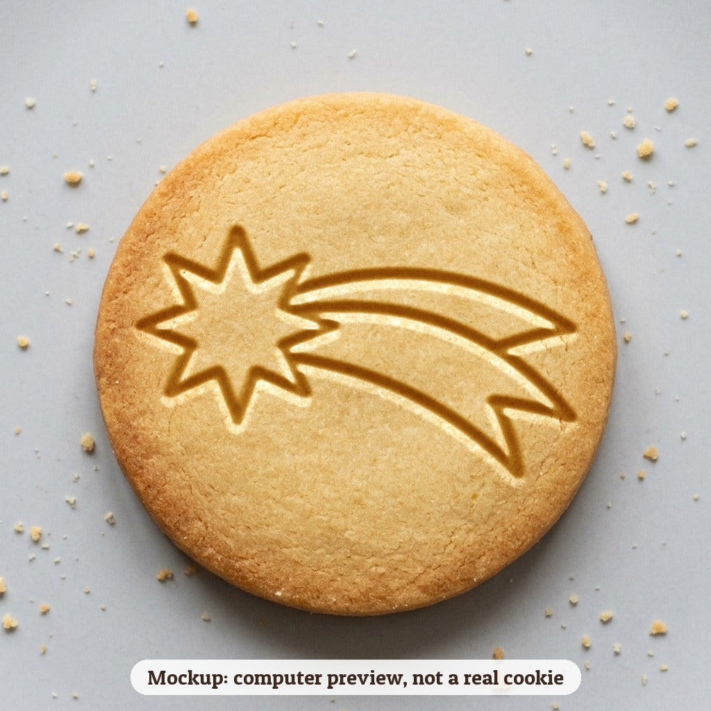 Star of Bethlehem cookie stamp - cookie mockup, a computer preview, not a real cookie