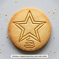 Star Tree Topper cookie stamp - cookie mockup, a computer preview, not a real cookie