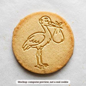 Stork with a Bundle cookie stamp - cookie mockup, a computer preview, not a real cookie