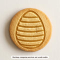 Striped Easter Egg cookie stamp - cookie mockup, a computer preview, not a real cookie