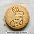 Stuffed Stocking cookie stamp - cookie mockup, a computer preview, not a real cookie