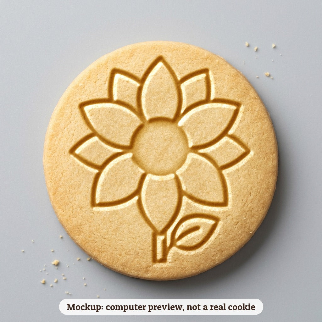 Sunflower cookie stamp - cookie mockup, a computer preview, not a real cookie