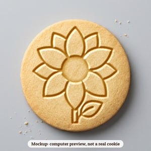 Sunflower cookie stamp - cookie mockup, a computer preview, not a real cookie