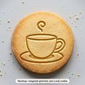 Teacup and Saucer cookie stamp - cookie mockup, a computer preview, not a real cookie