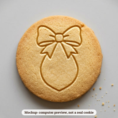 Teardrop Ornament cookie stamp - cookie mockup, a computer preview, not a real cookie