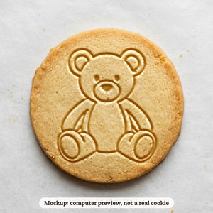 Teddy Bear cookie stamp - cookie mockup, a computer preview, not a real cookie