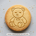 Teddy Bear with a Bow cookie stamp - cookie mockup, a computer preview, not a real cookie