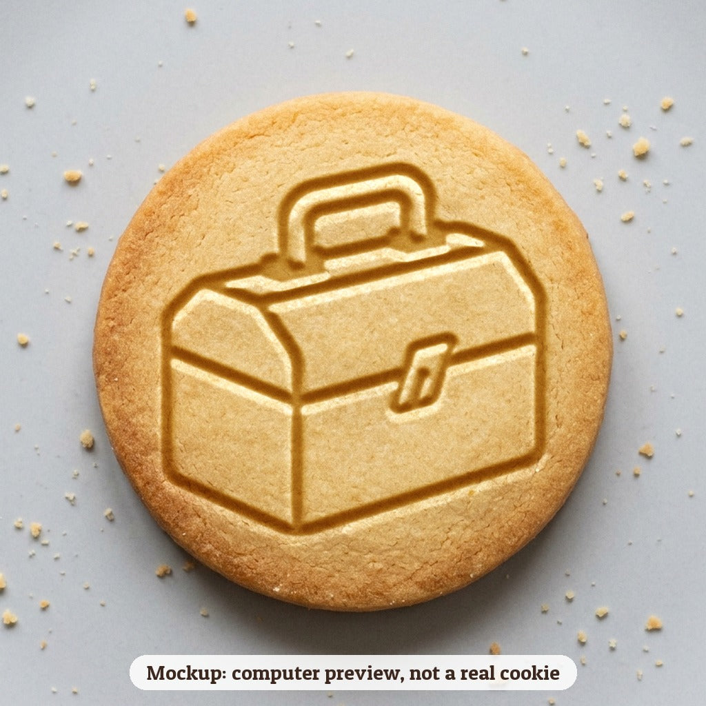 Toolbox cookie stamp - cookie mockup, a computer preview, not a real cookie
