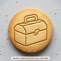 Toolbox cookie stamp - cookie mockup, a computer preview, not a real cookie