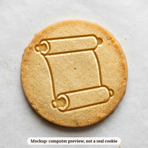 Torah Scroll cookie stamp - cookie mockup, a computer preview, not a real cookie