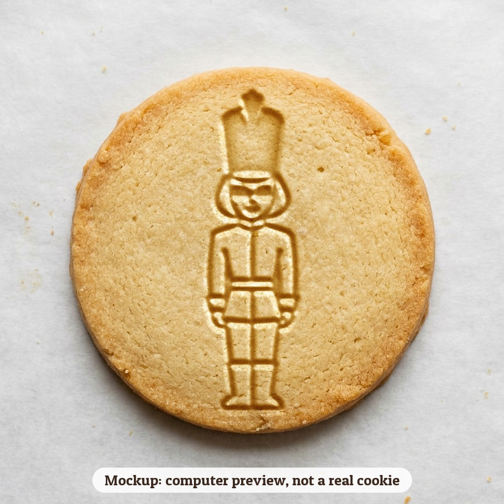 Toy Soldier cookie stamp - cookie mockup, a computer preview, not a real cookie