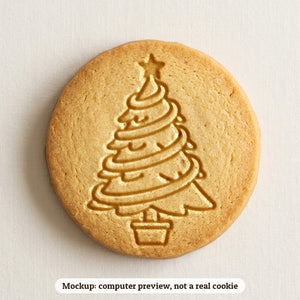 Tree with a Swirl Garland cookie stamp - cookie mockup, a computer preview, not a real cookie