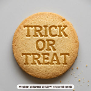 Trick or Treat cookie stamp - cookie mockup, a computer preview, not a real cookie