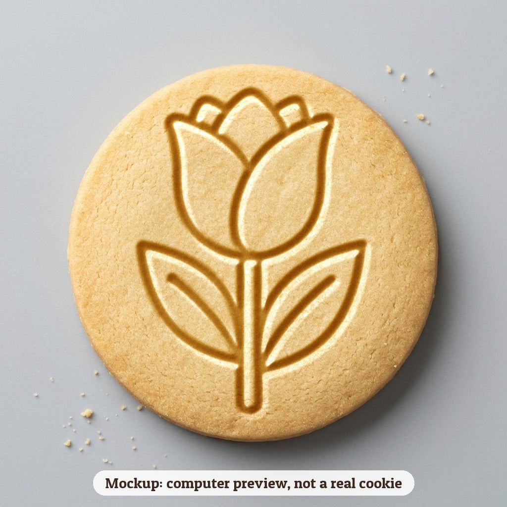 Tulip cookie stamp - cookie mockup, a computer preview, not a real cookie