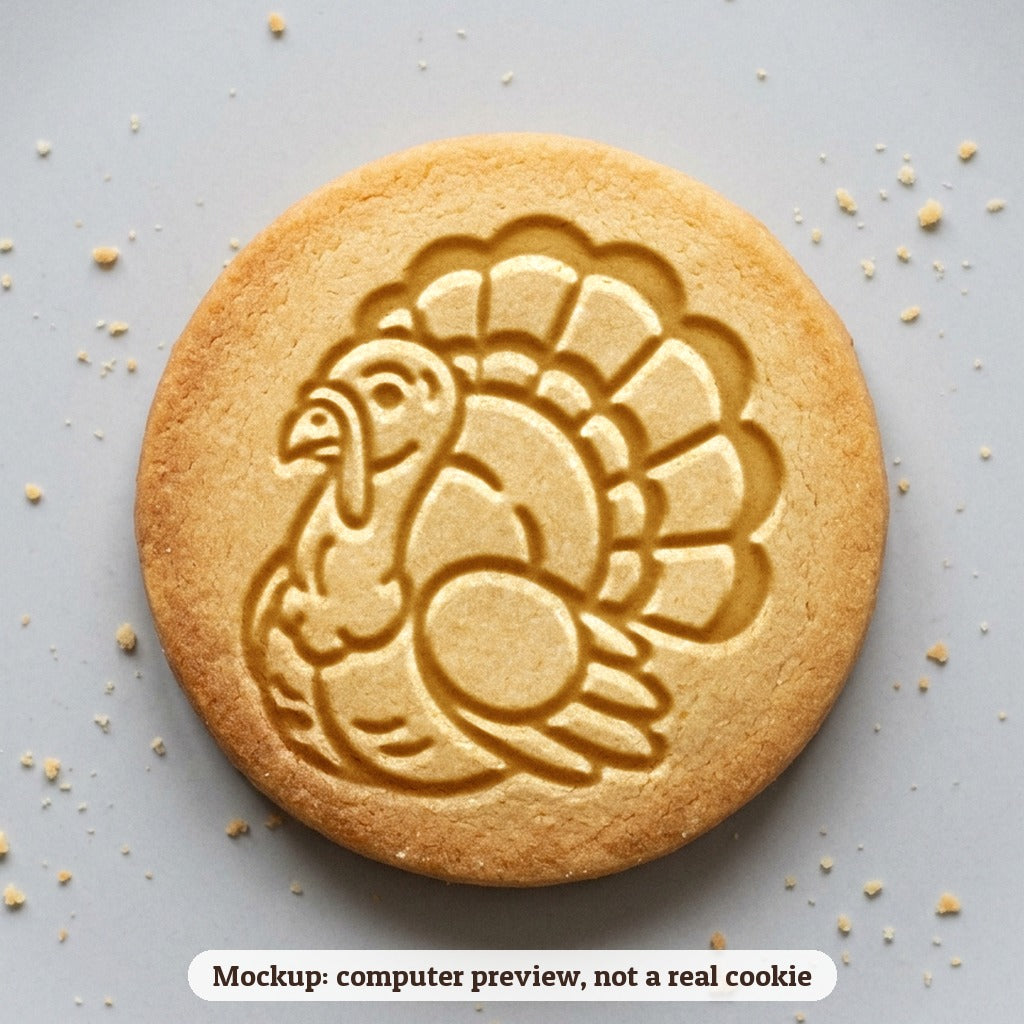 Turkey cookie stamp - cookie mockup, a computer preview, not a real cookie