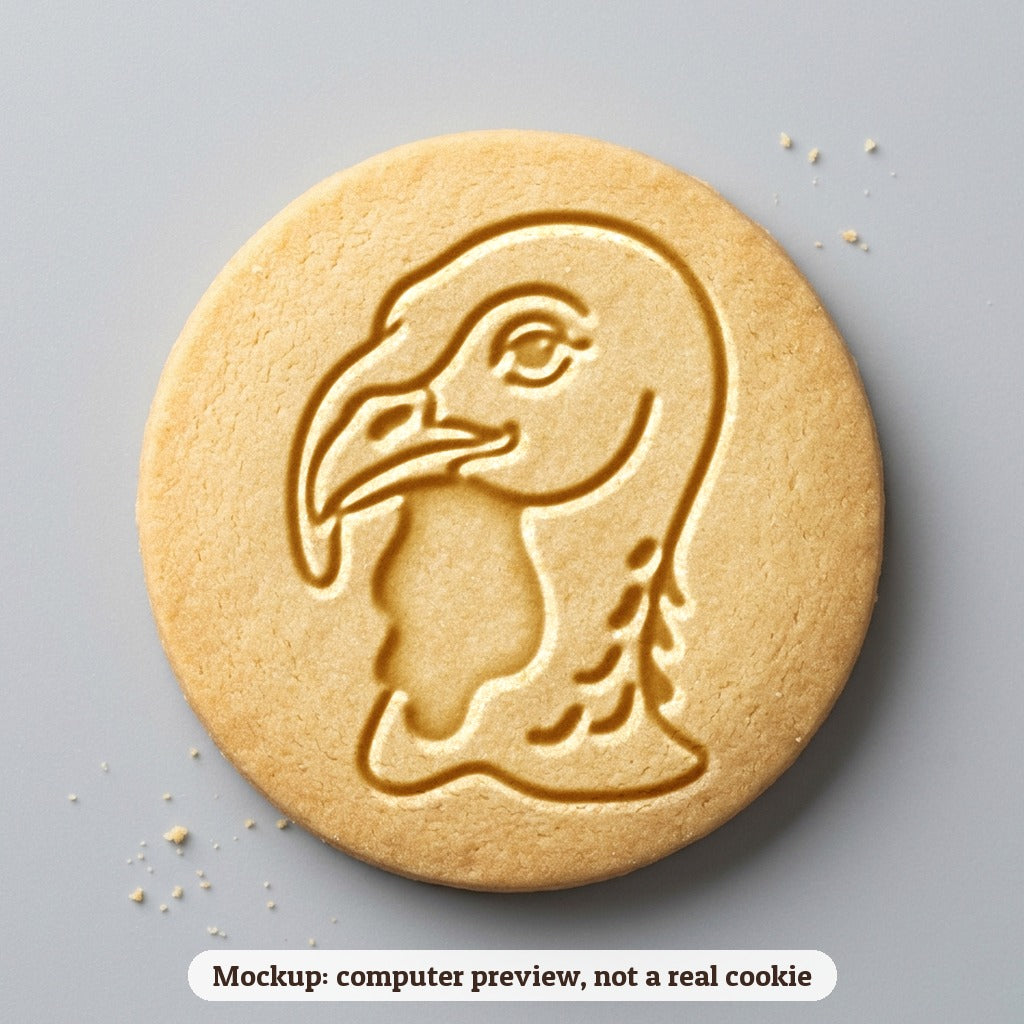 Turkey Face cookie stamp - cookie mockup, a computer preview, not a real cookie