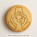 Turkey in a Pilgrim Hat cookie stamp - cookie mockup, a computer preview, not a real cookie