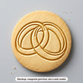 Two Rings Interlocked cookie stamp - cookie mockup, a computer preview, not a real cookie