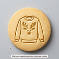 Ugly Sweater with a Reindeer cookie stamp - cookie mockup, a computer preview, not a real cookie