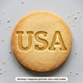 USA cookie stamp - cookie mockup, a computer preview, not a real cookie