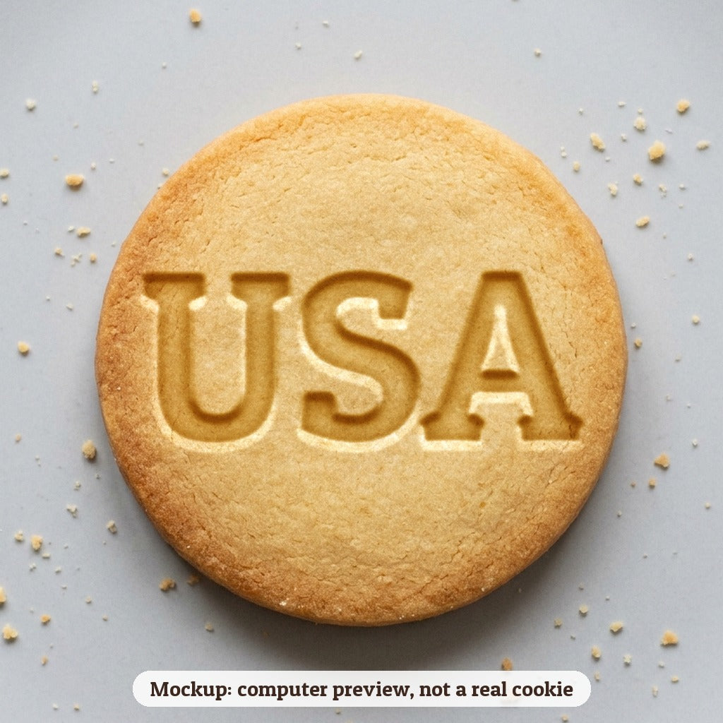 USA cookie stamp - cookie mockup, a computer preview, not a real cookie