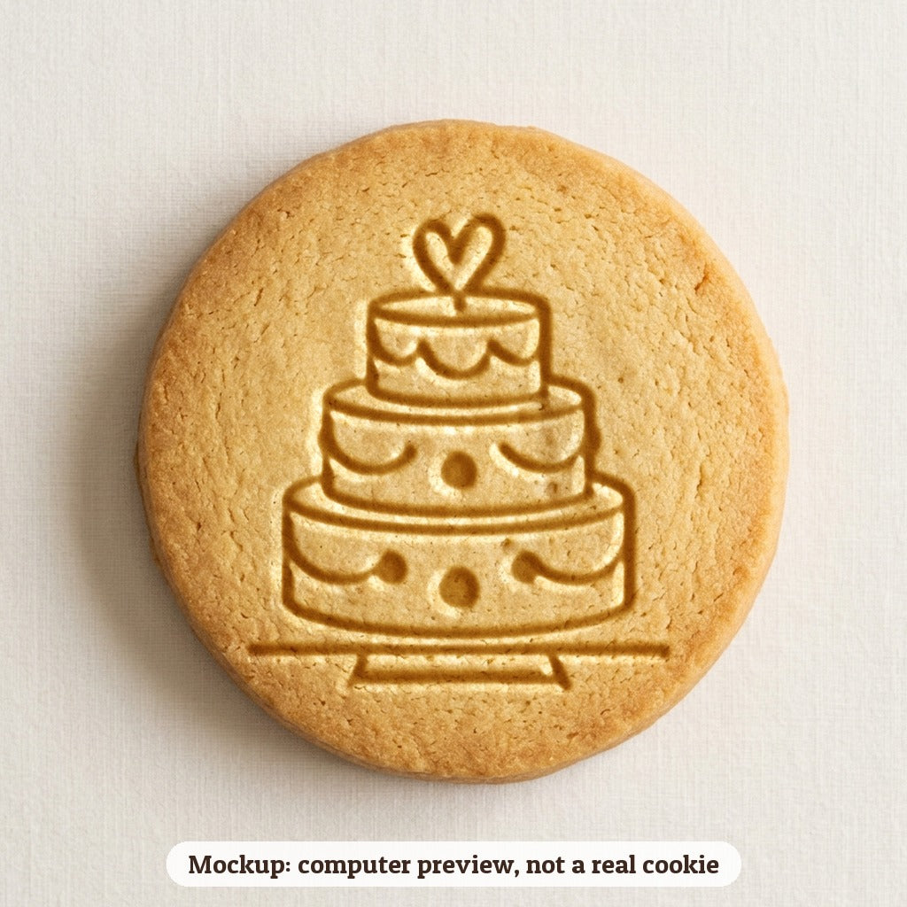 Wedding Cake cookie stamp - cookie mockup, a computer preview, not a real cookie