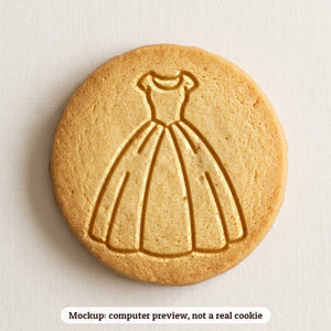 Wedding Dress cookie stamp - cookie mockup, a computer preview, not a real cookie