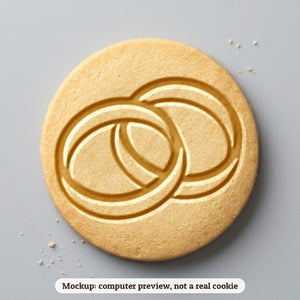 Wedding Rings cookie stamp - cookie mockup, a computer preview, not a real cookie
