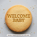Welcome Baby cookie stamp - cookie mockup, a computer preview, not a real cookie