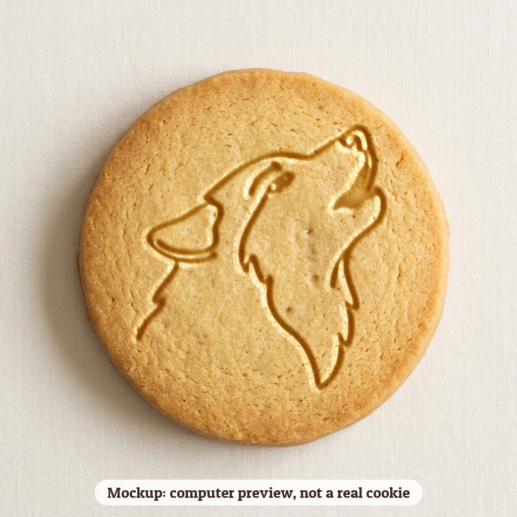 Werewolf cookie stamp - cookie mockup, a computer preview, not a real cookie