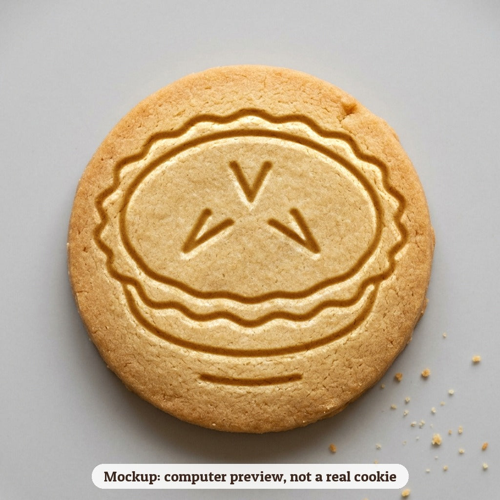 Whole Pie cookie stamp - cookie mockup, a computer preview, not a real cookie
