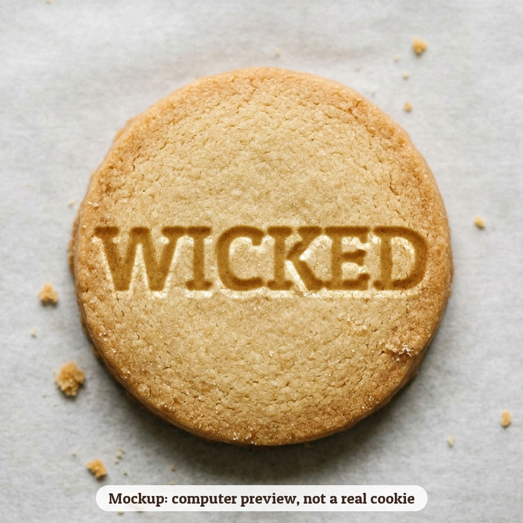 Wicked cookie stamp - cookie mockup, a computer preview, not a real cookie