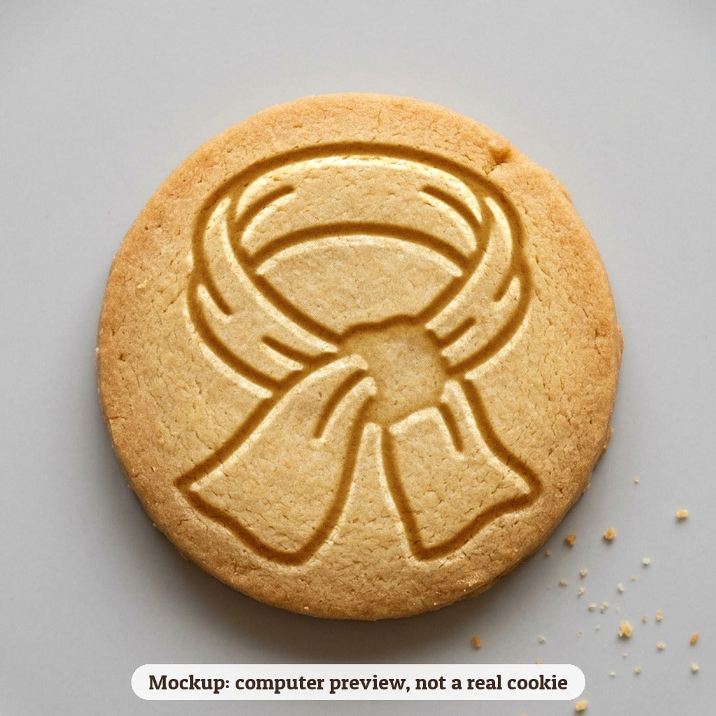 Winter Scarf cookie stamp - cookie mockup, a computer preview, not a real cookie