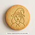 Witch Face cookie stamp - cookie mockup, a computer preview, not a real cookie