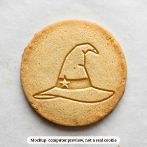 Witch Hat cookie stamp - cookie mockup, a computer preview, not a real cookie