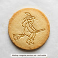 Witch on a Broom cookie stamp - cookie mockup, a computer preview, not a real cookie