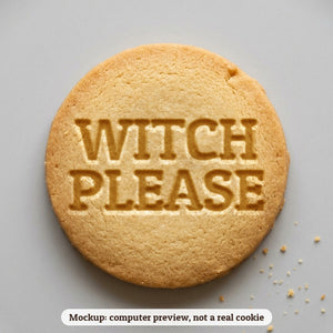 Witch Please cookie stamp - cookie mockup, a computer preview, not a real cookie