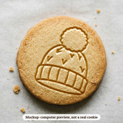Woolly Hat cookie stamp - cookie mockup, a computer preview, not a real cookie