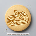 Yule Log Cake cookie stamp - cookie mockup, a computer preview, not a real cookie