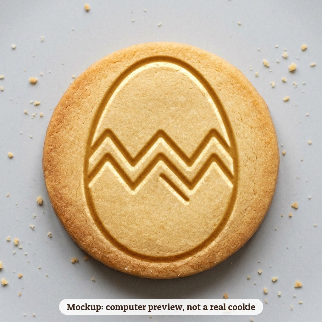 Zigzag Egg cookie stamp - cookie mockup, a computer preview, not a real cookie
