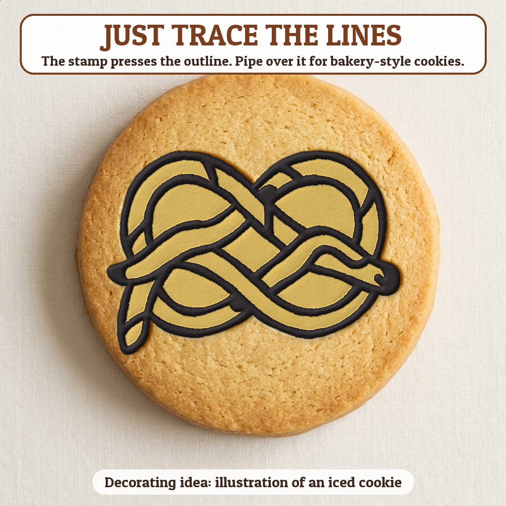 Love Knot cookie traced with icing, iced decorating idea