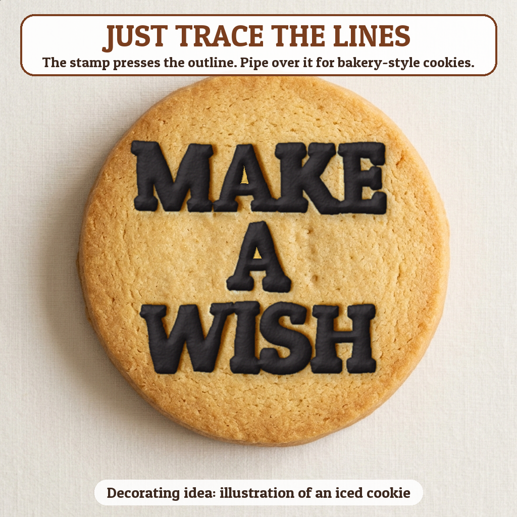 Make a Wish cookie traced with icing, iced decorating idea