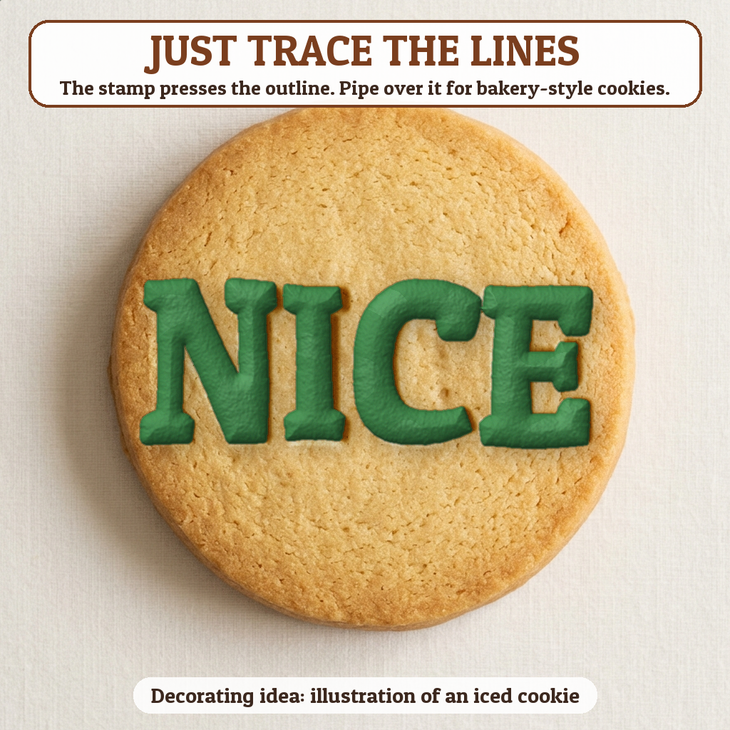 Nice cookie traced with icing, iced decorating idea