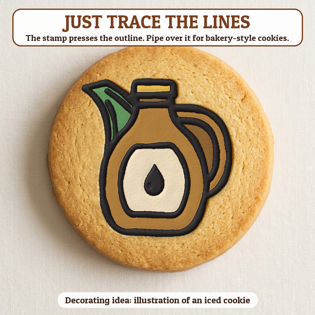 Oil Jug cookie traced with icing, iced decorating idea