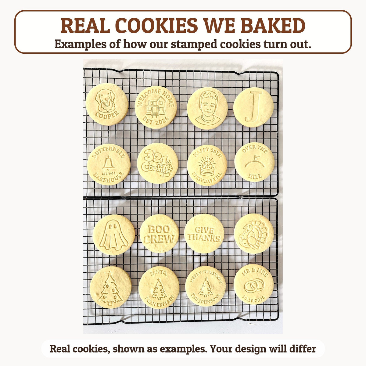 Real cookies we baked with 321 Cookie discs, cooling on racks