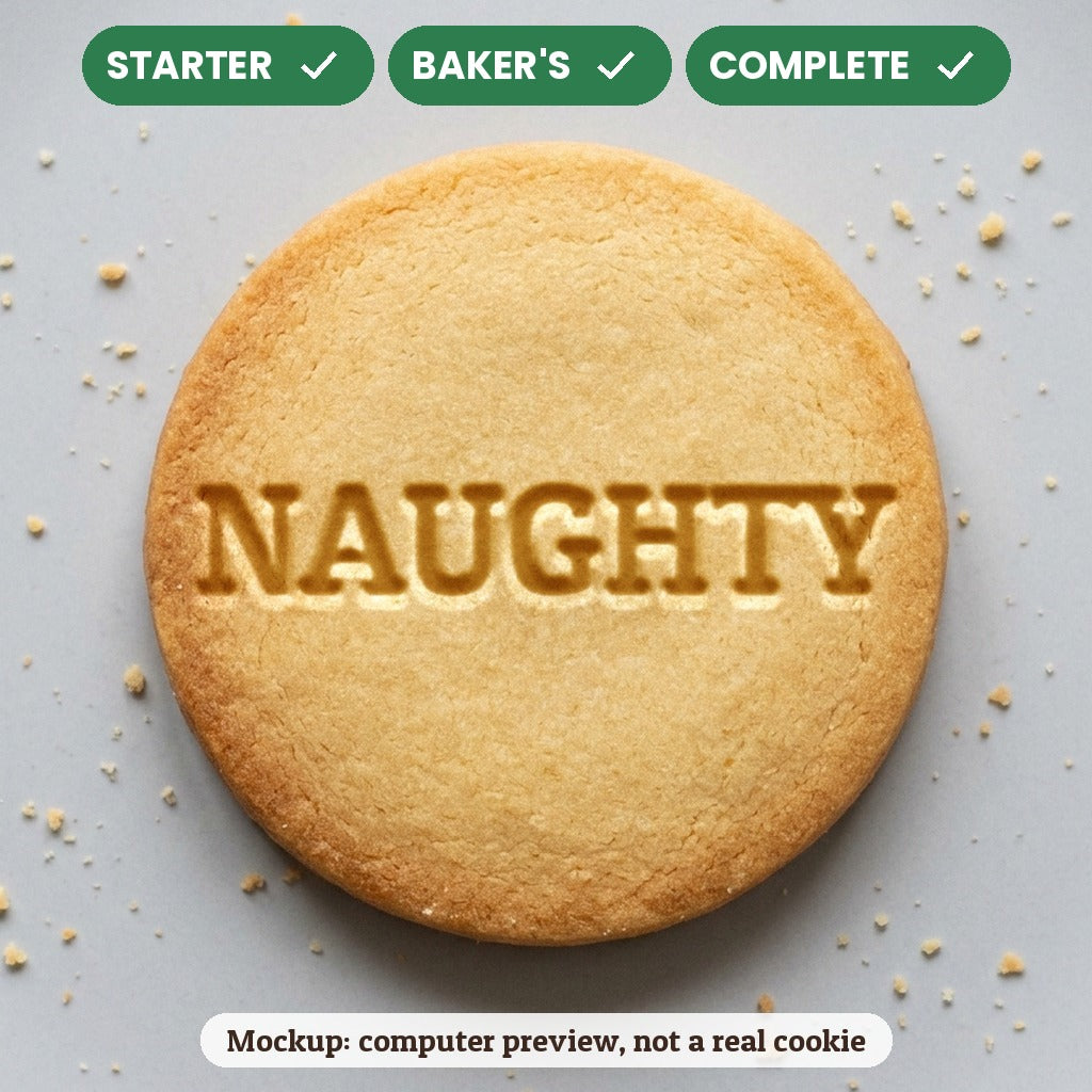 Naughty stamp disc - Starter: yes, Baker's: yes, Complete: yes - computer preview, not a real cookie