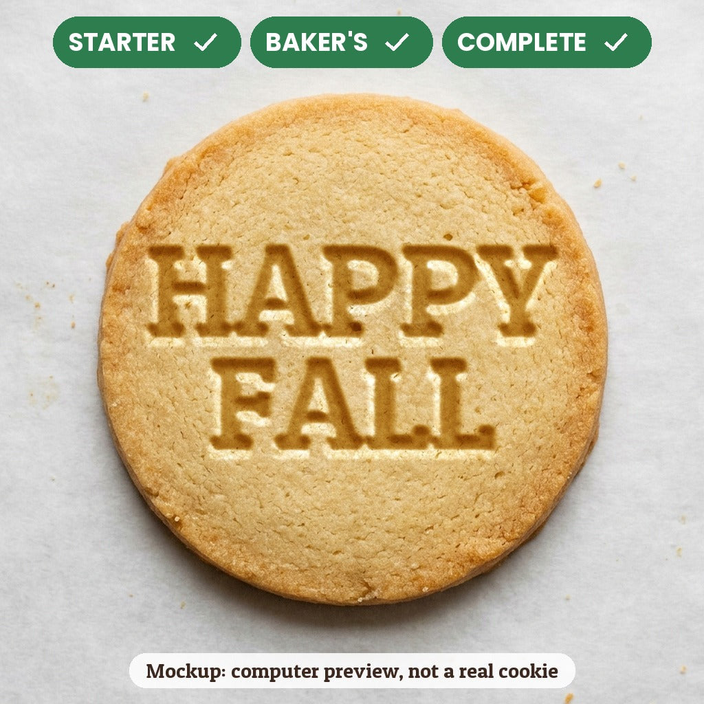 Happy Fall stamp disc - Starter: yes, Baker's: yes, Complete: yes - computer preview, not a real cookie