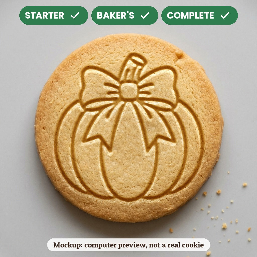 Pumpkin with a Bow stamp disc - Starter: yes, Baker's: yes, Complete: yes - computer preview, not a real cookie